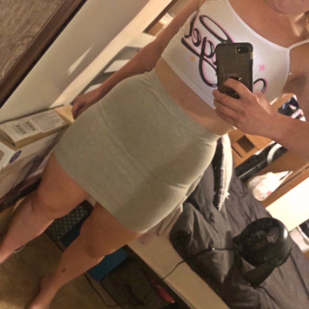 Grey w/ Red Black Stripes On Side Mini Skirt Sz M